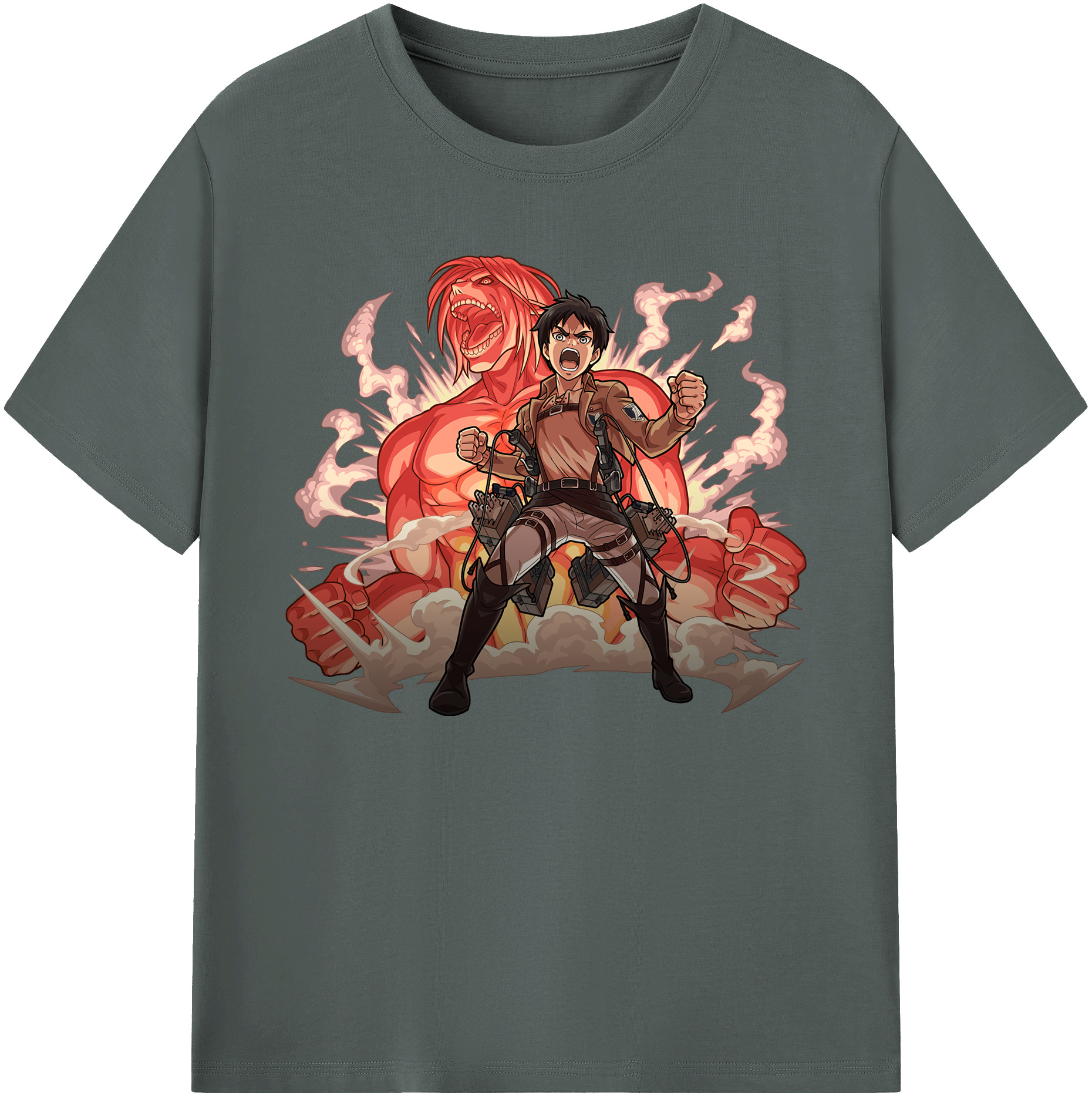 （画像用） 進撃の巨人 エレン･イェーガー Attack on Titan Eren Jäger 綿100％ メンズ半袖Tシャツ｜肌触りやわらか＆通気性